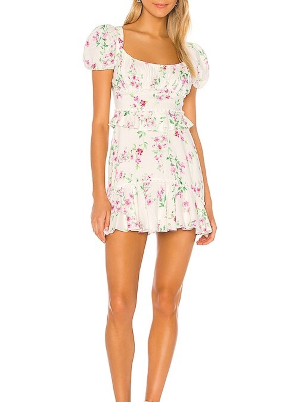 Majorelle Lakeland Floral Puff Sleeve Mini Dress NWT